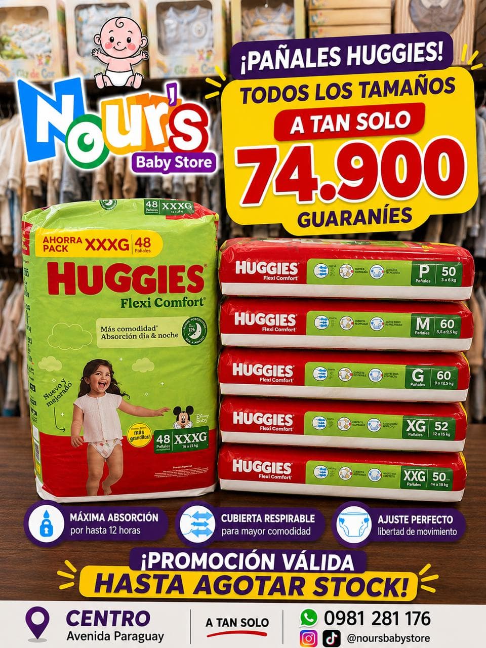 PANALES HUGGIES TODOS TAMANOS